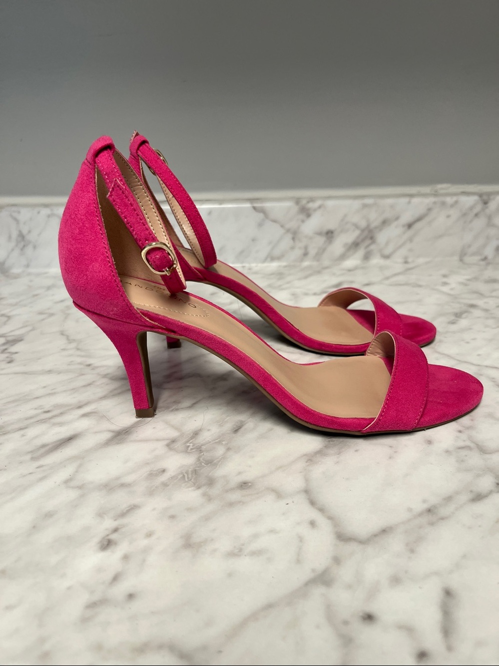 Bandolino Fuchsia Suede Ankle-Strap Heels